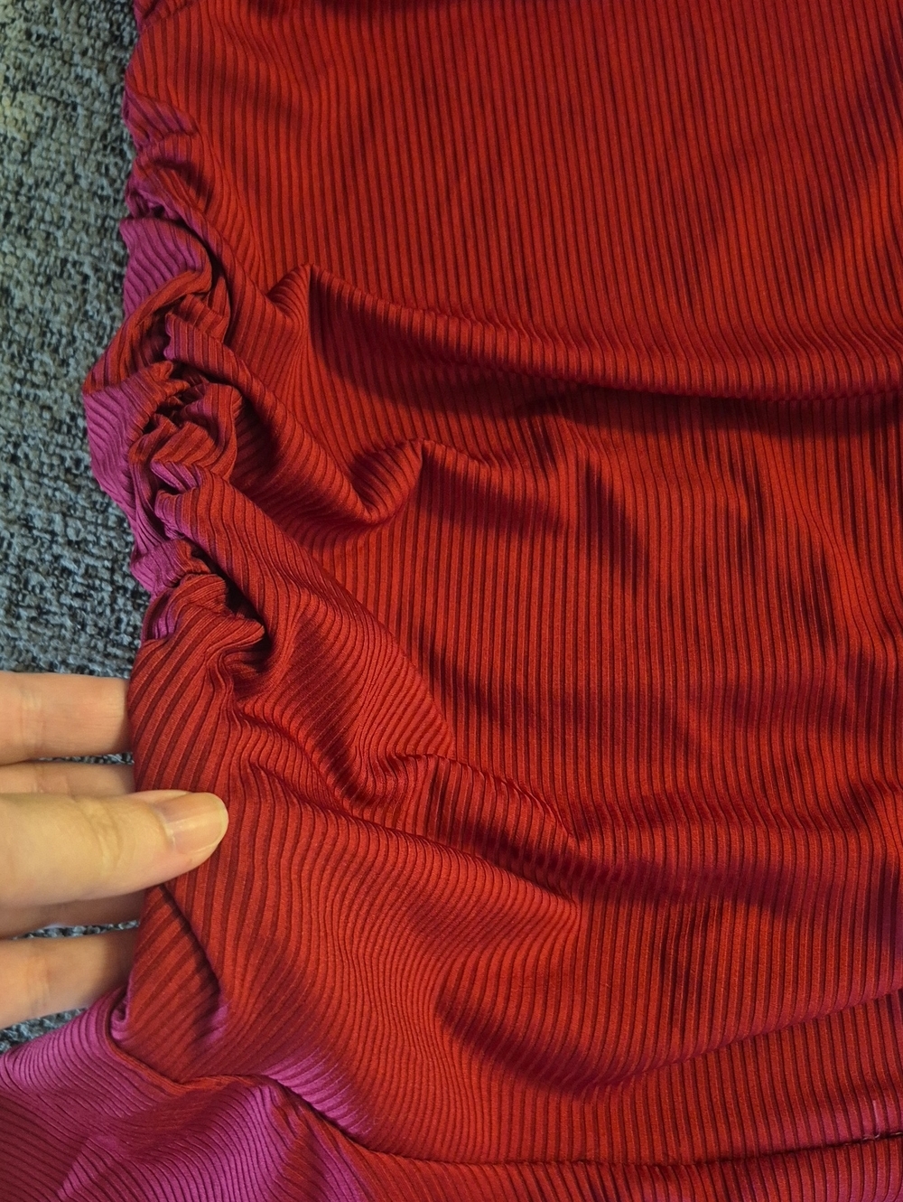 Women's Ribbed Wrap Mini Dress in Burgundy Sz XL - Picture 8 of 9